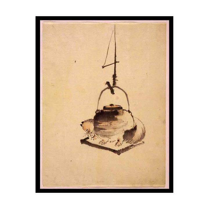 Hokusai tanuki tea kettle  Painting