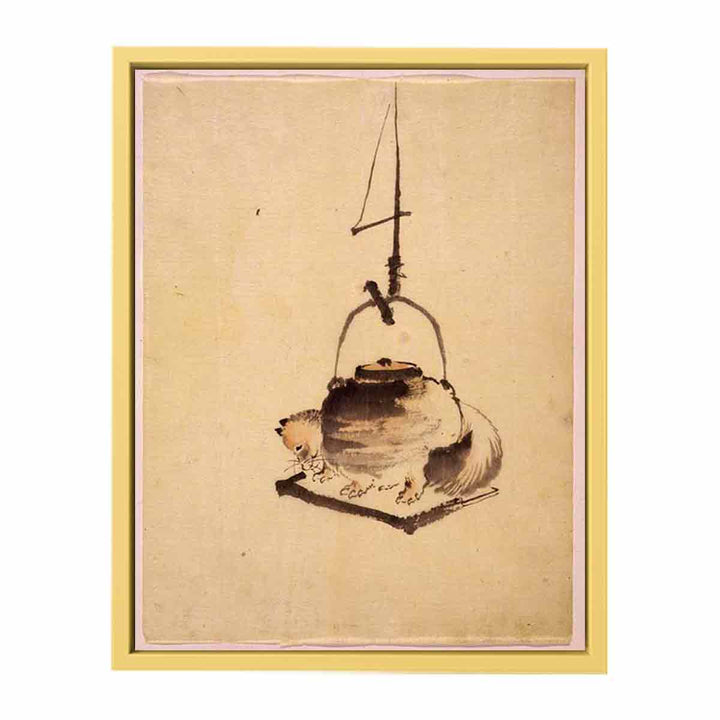 Hokusai tanuki tea kettle Streched canvas