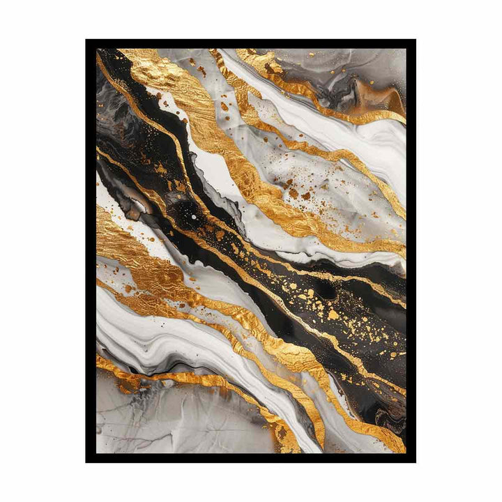 Black Gold Marble Painting 