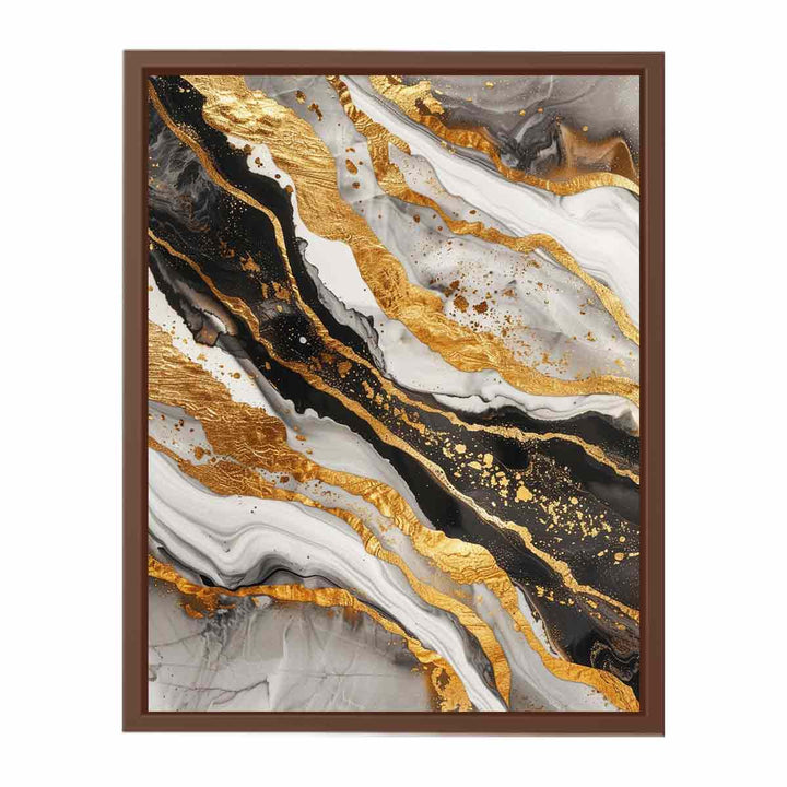 Black Gold Marble Painting  Art Print