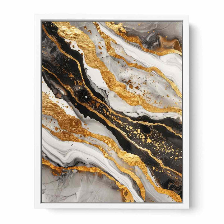 Black Gold Marble Painting Canvas Print