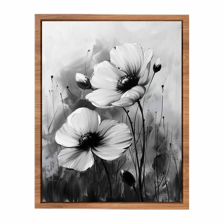 Black and white Flower Painting framed Print