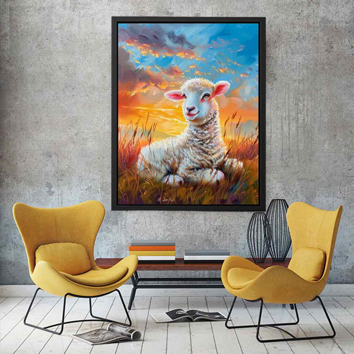 Baby Sheep Painting canvas Print