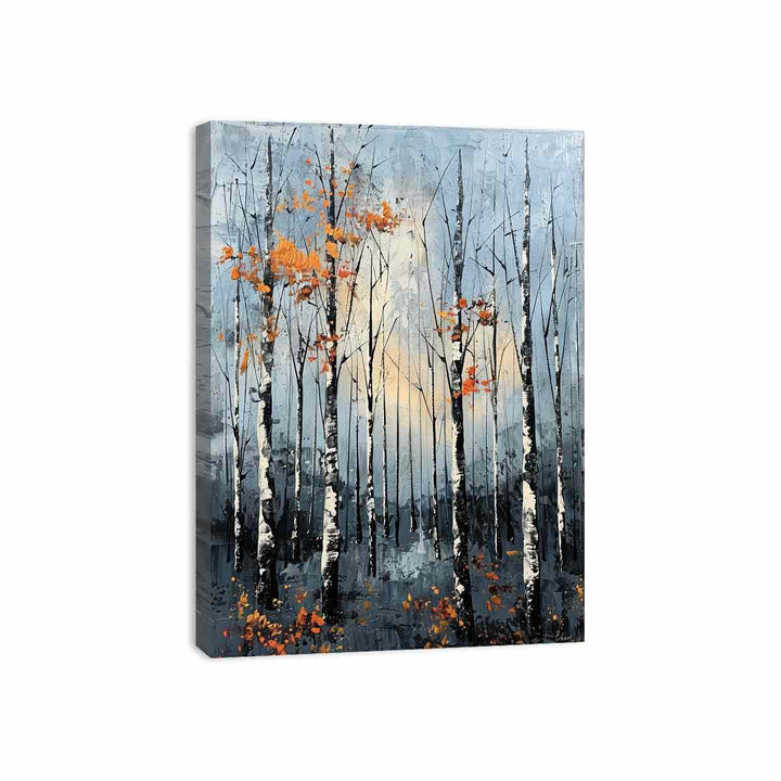 Birch Forest Knife Art Painting