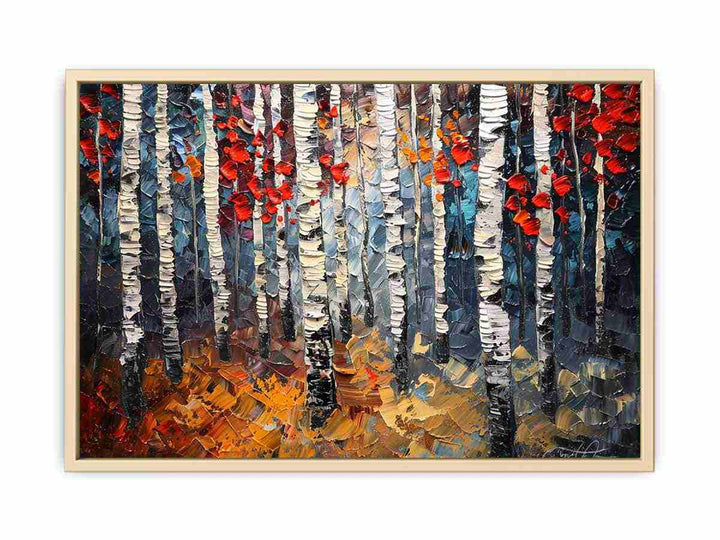 Birch Tree Knife Art Painting Framed Print