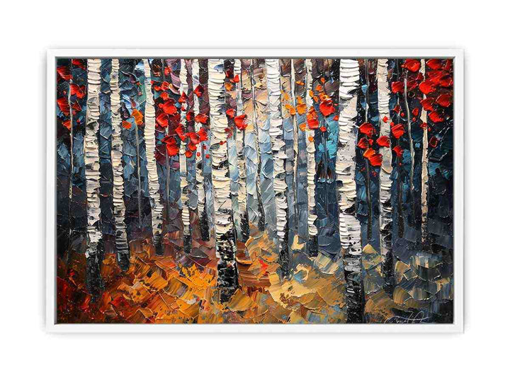 Birch Tree Knife Art Painting Canvas Print