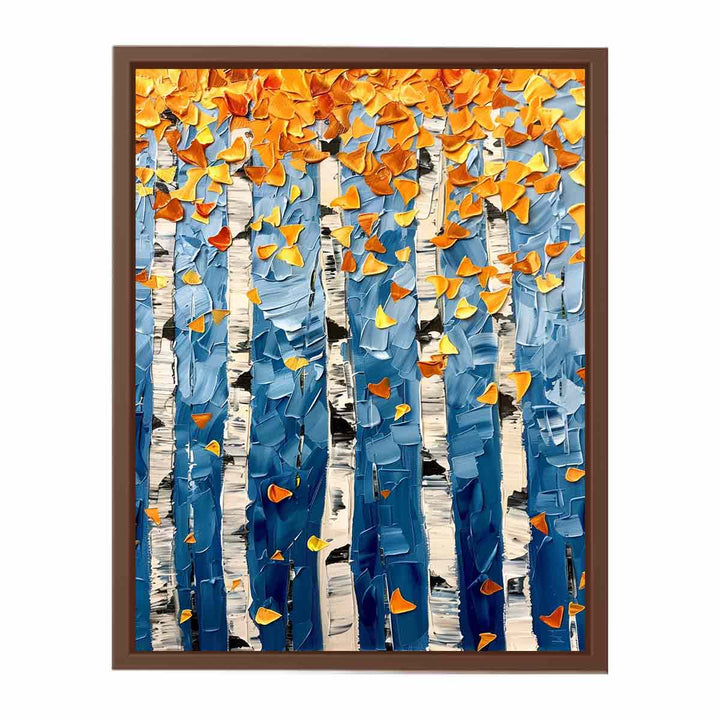 Birch Colorfull Leaves Knife Art Painting  Art Print