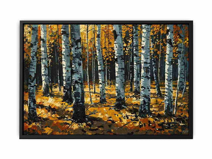 Birch Orange Tree Knife Art Painting 