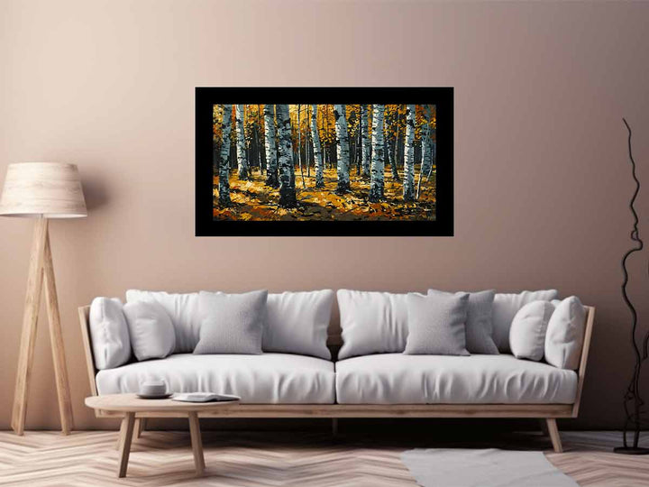 Birch Orange Tree Knife Art Painting 