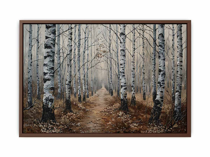 Birch Grey Tree Knife Art Painting  Art Print