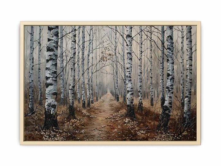 Birch Grey Tree Knife Art Painting Framed Print