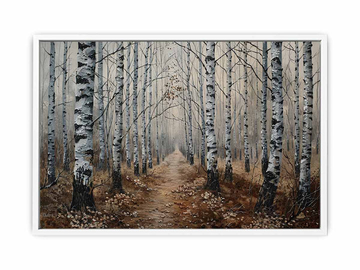 Birch Grey Tree Knife Art Painting Canvas Print