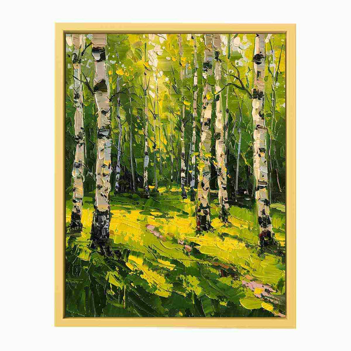  Birch Yellow Tree Knife  Art Painting  Poster