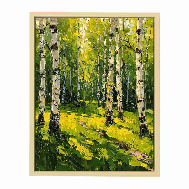  Birch Yellow Tree Knife  Art Painting Framed Print