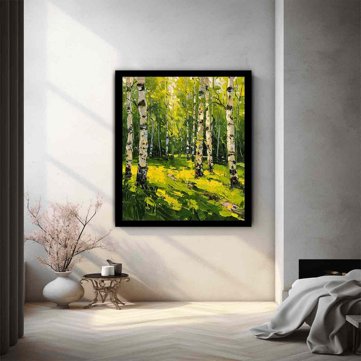  Birch Yellow Tree Knife  Art Painting 