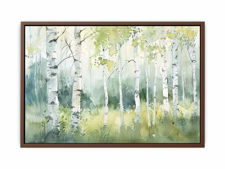 Green Grey Birch Knife Art Painting  Art Print