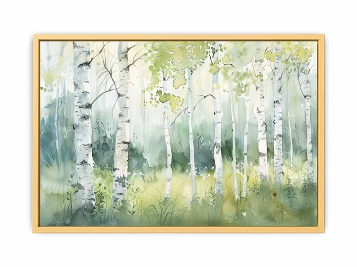 Green Grey Birch Knife Art Painting  Poster