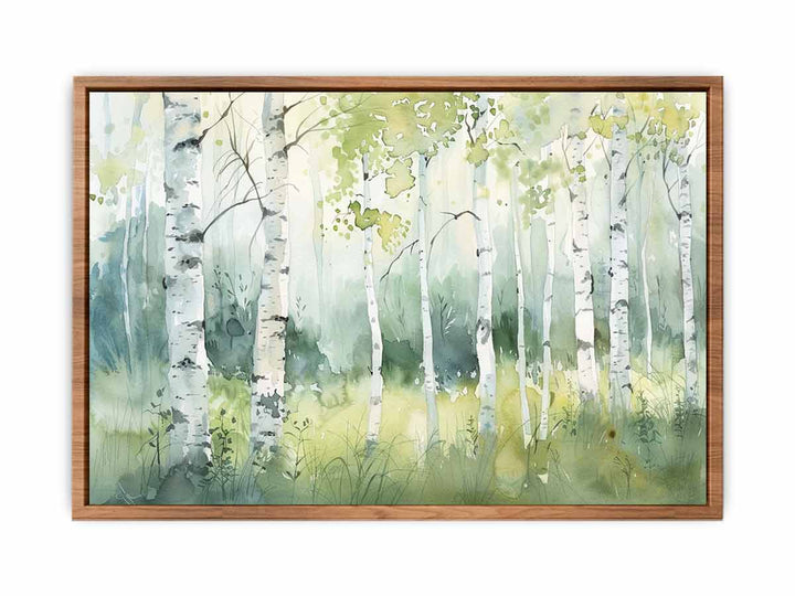 Green Grey Birch Knife Art Painting 