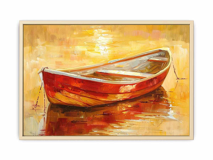 Lake-Boat-Knife-Art-Painting Framed Print