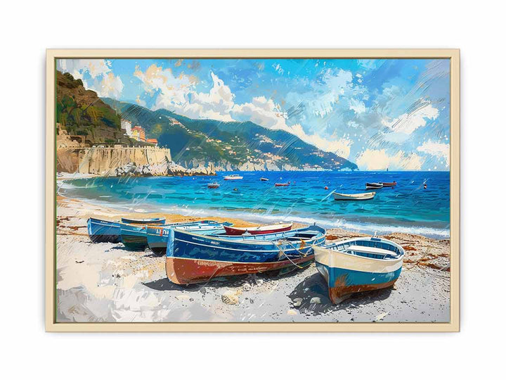 Blue-Boat-Knife--Art-Painting Framed Print