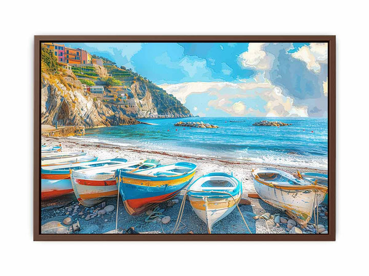 Red-Blue-Boat-Knife-Art-Painting  Art Print