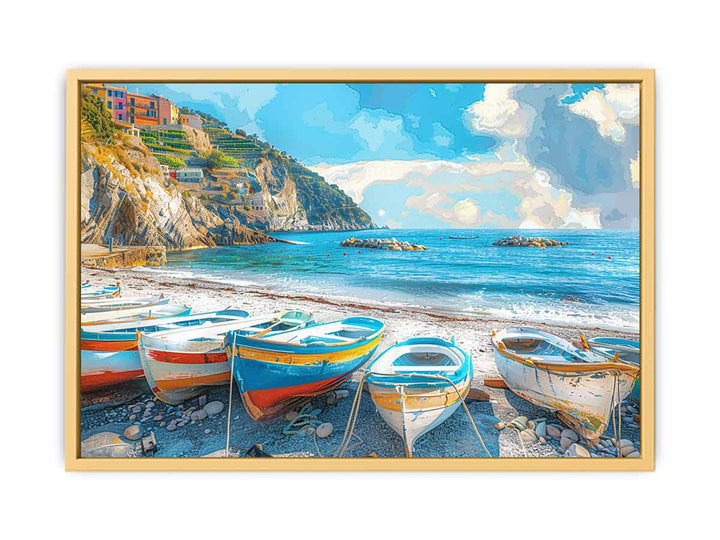 Red-Blue-Boat-Knife-Art-Painting  Poster