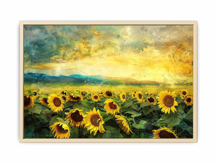 Sunflower Field Oil Painting Framed Print