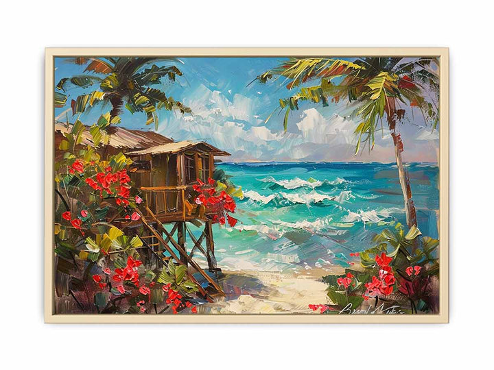 Wooden Beach House Framed Print