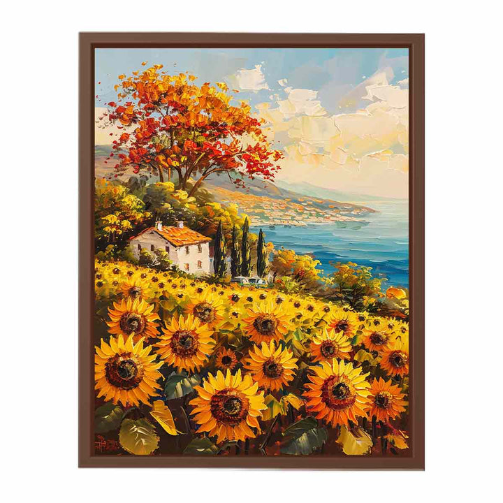 Sunflower Field House  Art Print