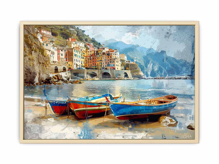 Boats On The Shore Framed Print