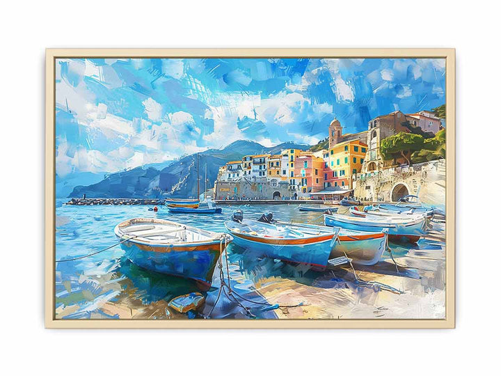 Boats On The Shore Framed Print