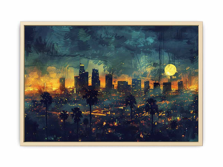 Los Angeles At Night Framed Print