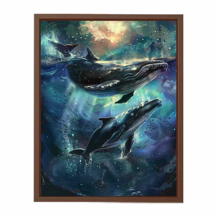 Whale Couple Painting   Art Print