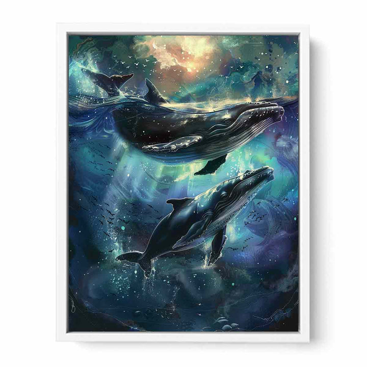 Whale Couple Painting  Canvas Print