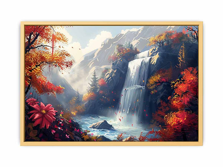 Autumn Waterfall  Poster