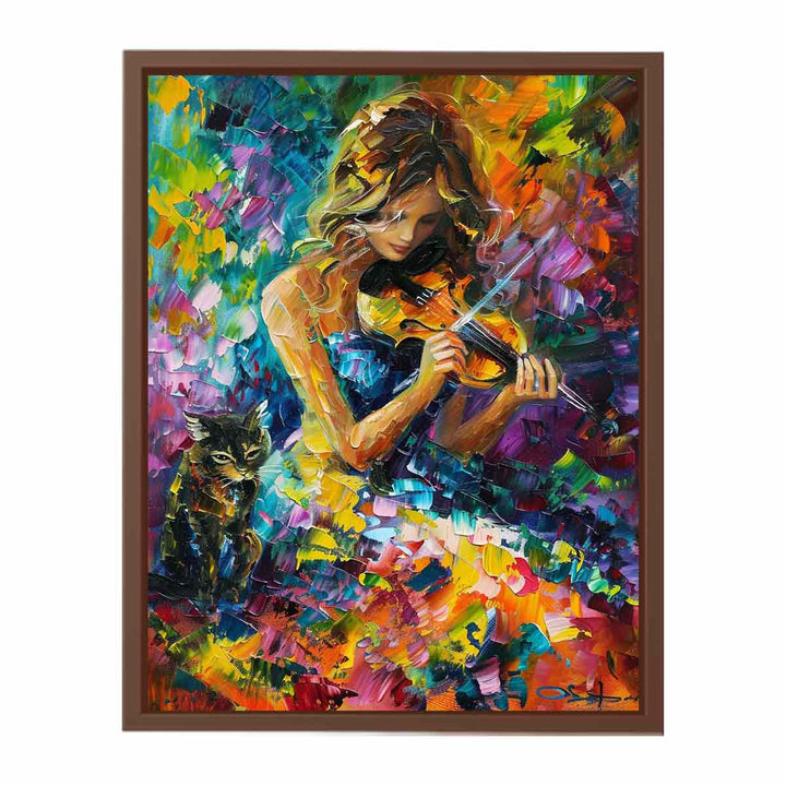 Girl Playing ViolIn Painting  Art Print