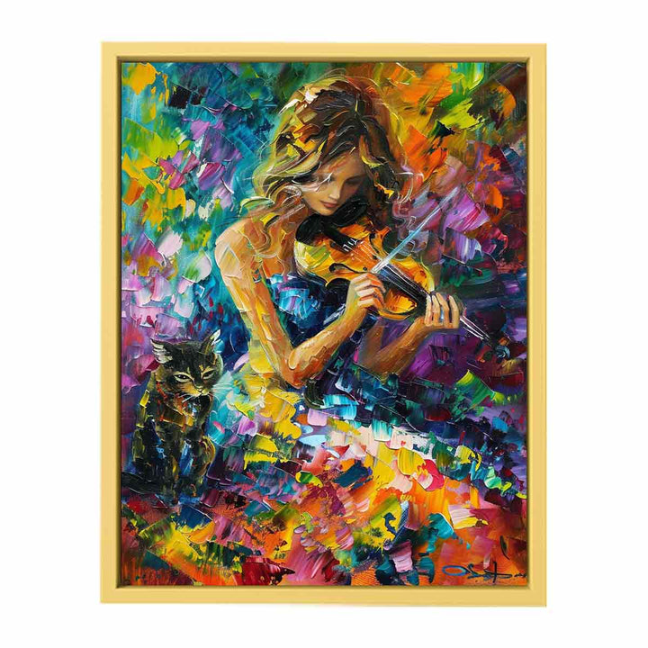 Girl Playing ViolIn Painting  Poster