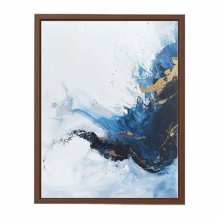 Blue Gold  Waves Painting   Art Print