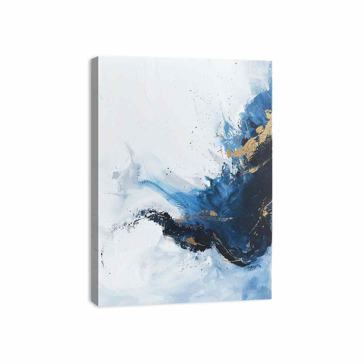 Blue Gold  Waves Painting  