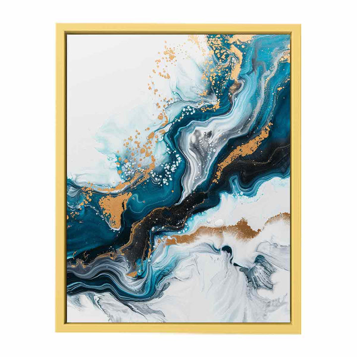 Blue Gold  Waves Painting   Poster