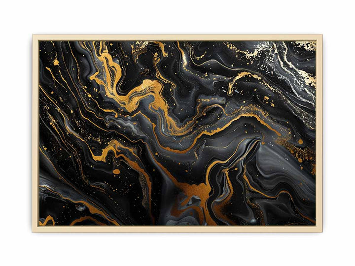 Black Gold  Marble Art Framed Print